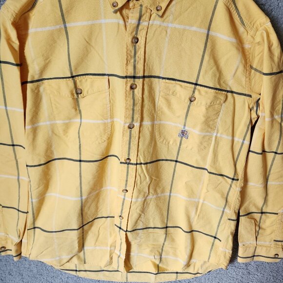 VTG Panhandle Slim Rough Stock Yellow Plaid Long Sleeve Button Down Shirt Size L - Picture 6 of 14